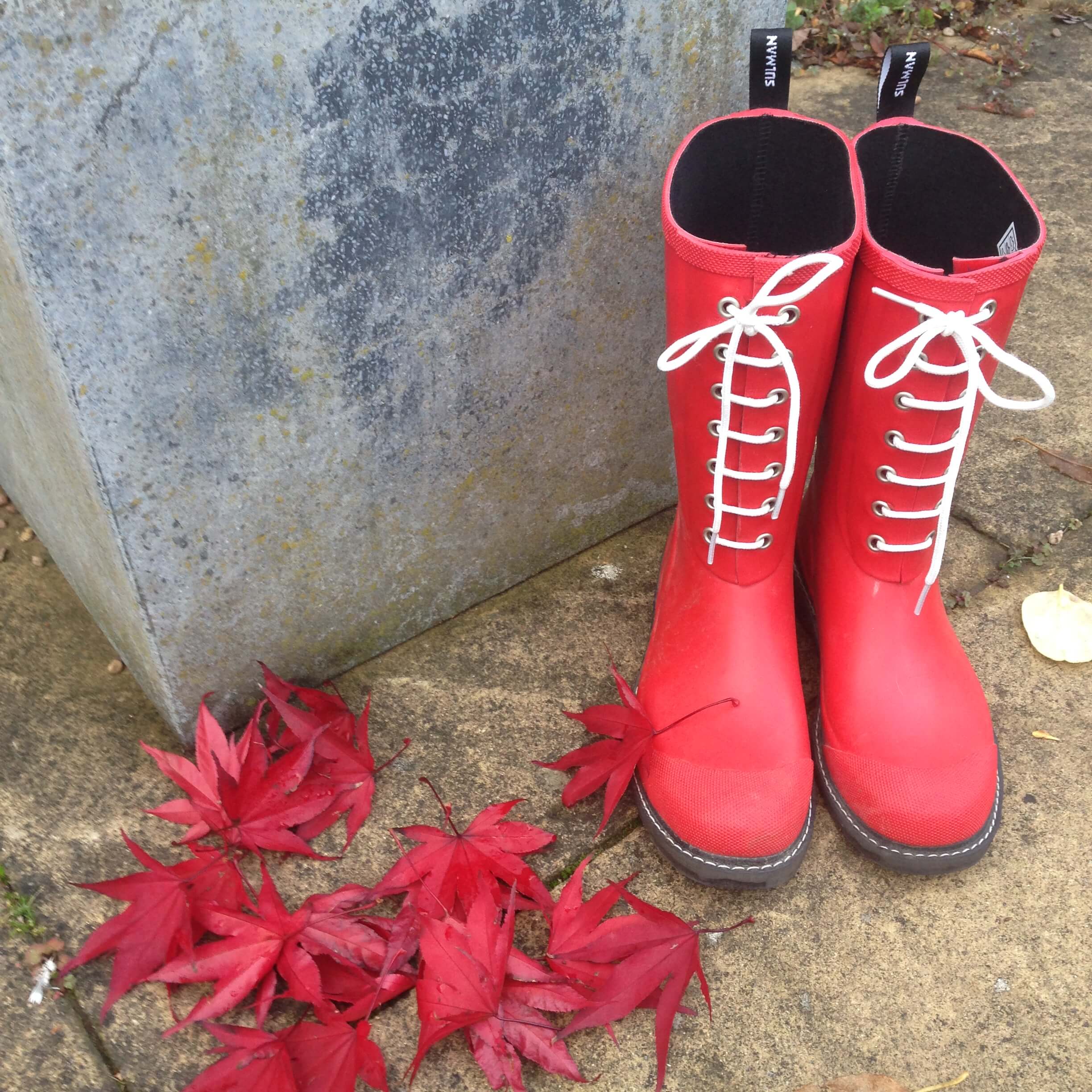 The Linnea Red Wellies with White Laces from Sulman - Bill and Edna