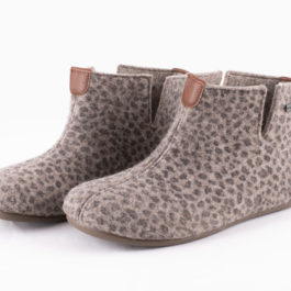 100% Wool Felt Ester Booties in Leopard Print from Shepherd of Sweden