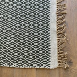 Olive Green Diamond Weave Eco Cotton and Jute Rug