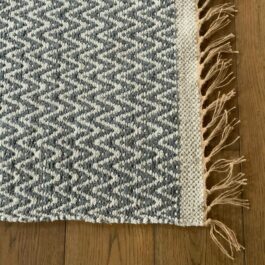 Medium Grey and Cream Zig Zag Weave Eco Cotton and Jute Rug (70 x 115cm)