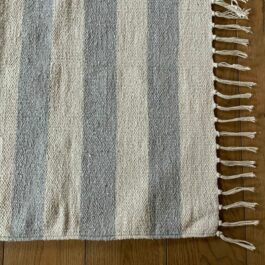 Pale Grey and Cream Bold Stripe Eco Cotton Rug