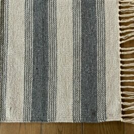 Medium Grey and Cream Stripe Eco Cotton Rug