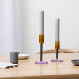 Multi Colour Glass Candlestick Holder from Block Design