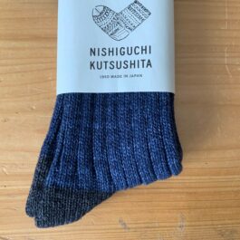 Recycled Cotton Rib Socks in Dark Denim Blue from Nishiguchi Kutsushita