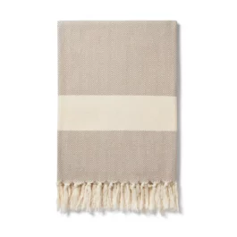 Ferah Organic Cotton Blanket in Oyster from Luks Linen