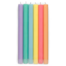 Pastel Rainbow Dinner Candles from British Colour Standard (set of 6)
