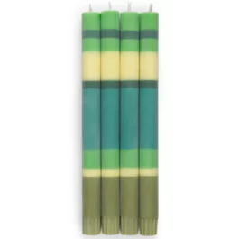Multi Stripe Candles in Grass, Beryl, Olive & Jasmine from British Colour Standard
