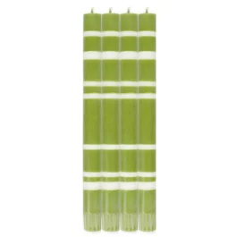 Two Stripe Candles in Pistachio Green & Pearl from British Colour Standard